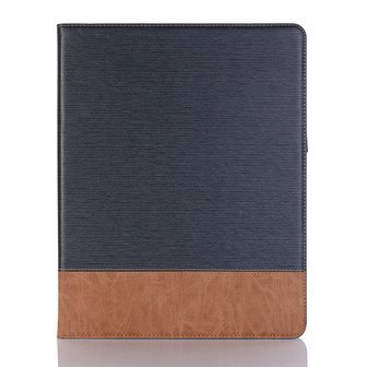 Fabric Ribbel Textuur Lederen iPad Pro 12.9-inch 2018 Case Hoes Wallet Portemonnee - Blauw Bruin