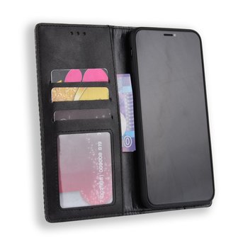 Vintage Wallet Stijl Kunstleer leder Cover Case iPhone XS Max hoesje - Zwart