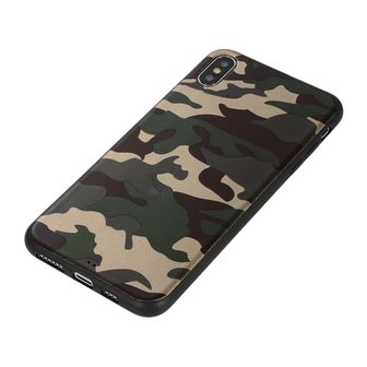 Camouflage TPU camo hoesje leger iPhone XS Max - Army Groen