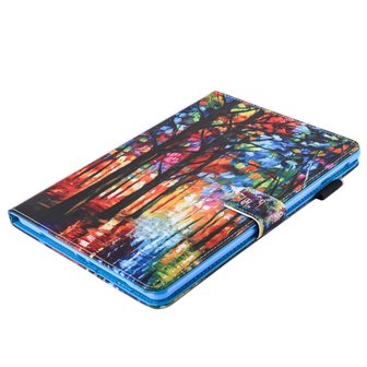 Bos artistiek schilderij leder flipcase beschermhoes iPad mini 1 2 3 4 5 - Kleurrijk
