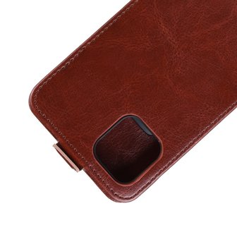Verticale Flip kunstleer wallet hoesje iPhone 11 case - Bruin