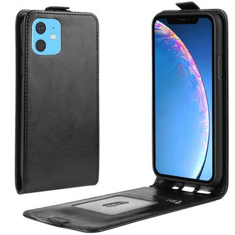 Verticale Flip kunstleer wallet hoesje iPhone 11 case - Zwart