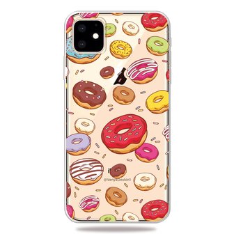 Vrolijk Flexibel Donuts Hoesje iPhone 11 TPU case - Doorzichtig