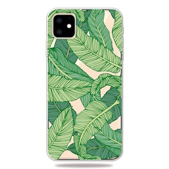 Natuur Groen Bladeren Bananenplant Jungle Hoesje iPhone 11 TPU case - Doorzichtig