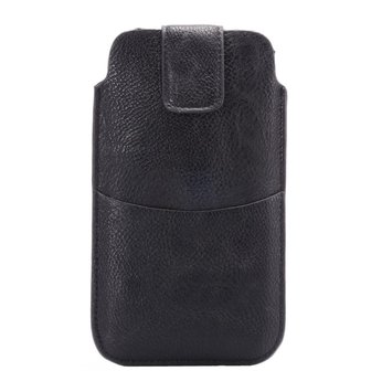 Lychee Lederen Textuur Universele telefoon Pouch insteekhoesje 5.5-inch - 6.0-inch - Zwart