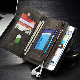 Caseme splitlederen iPhone 6 Plus 6s Plus Wallet Bookcase Hoesje Portemonnee - Grijs