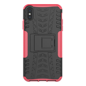 Bandenprofiel hoesje TPU Polycarbonaar iPhone XS Max case - Zwart Roze Bescherming