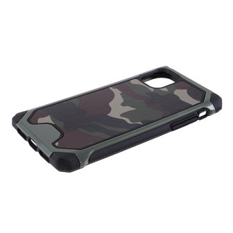 Camouflage Leger Hybride Lederen TPU Polycarbonaat iPhone 11 Hoesje Case - Groen