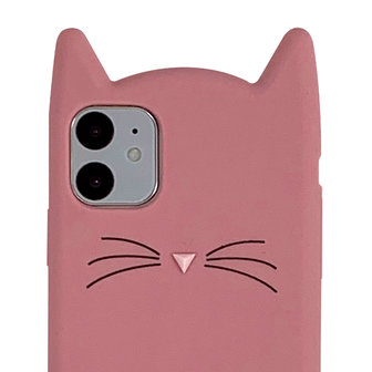 Katje iPhone 11 Silicone hoesje 3D - Roze Bescherming
