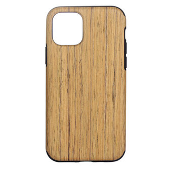 Wood Texture kunststof hoesje voor iPhone 12 en iPhone 12 Pro - bruin