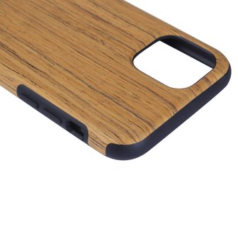 Wood Texture kunststof hoesje voor iPhone 12 en iPhone 12 Pro - bruin