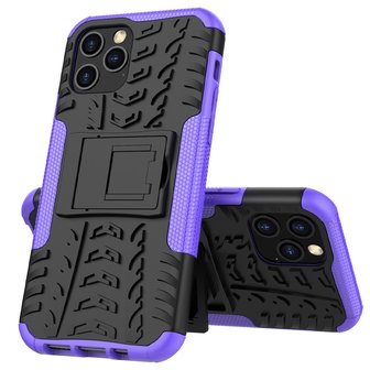Shockproof schokabsorberend TPU hoesje voor iPhone 12 en iPhone 12 Pro - zwart met paars