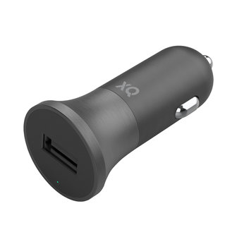 Xqisit Sigarettenplug Autolader 2.4A 1 USB poort- Zwart met Lightningkabel
