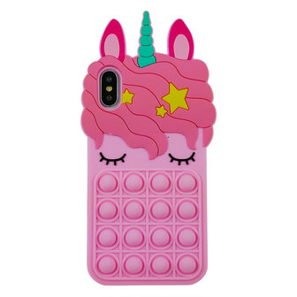 Unicorn Pop Fidget Bubble siliconen eenhoorn hoesje voor iPhone XS Max - roze