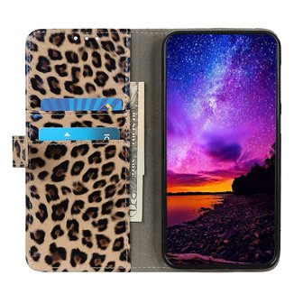 Wallet Bookcase kunstleer luipaardprint hoesje voor iPhone 13 Pro Max - bruin