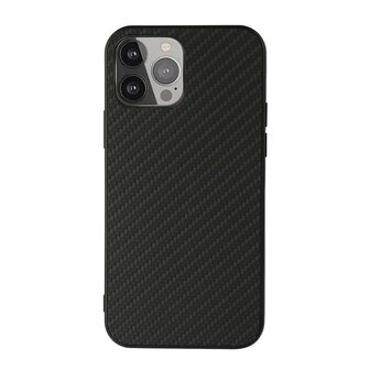 Carbon TPU carbonvezels hoesje voor iPhone 13 Pro Max - zwart