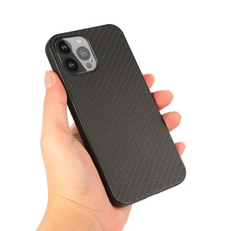 Carbon TPU carbonvezels hoesje voor iPhone 13 Pro Max - zwart