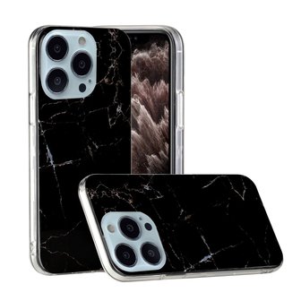 Marble TPU marmersteen hoesje voor iPhone 13 Pro Max - zwart