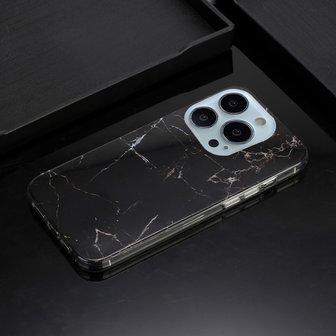 Marble TPU marmersteen hoesje voor iPhone 13 Pro Max - zwart