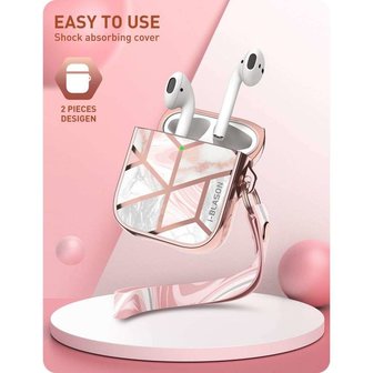 Supcase Cosmo natuursteen hoesje voor AirPods 1 en 2 - roze