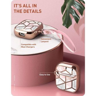 Supcase Cosmo natuursteen hoesje voor AirPods 1 en 2 - roze