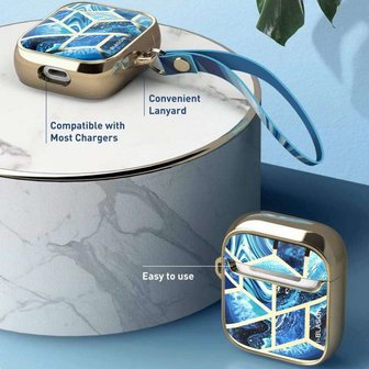 Supcase Cosmo natuursteen hoesje voor AirPods 1 en 2 - blauw