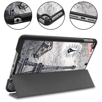 Just in Case Smart Tri-Fold kunstleer hoes voor iPad mini 4 en 5 - grijs en zwart