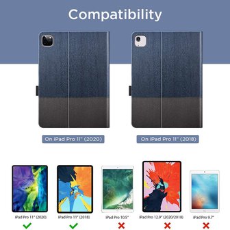 ESR Simplicity Holder kunstleer hoes voor iPad Pro 11 (2018 2020 2021 2022) - grijs en blauw