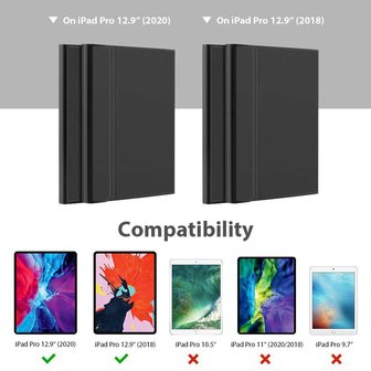 Just in Case Premium Bluetooth Keyboard QWERTY kunstleer hoes voor iPad Pro 12.9 (2018) - zwart