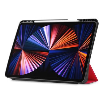 Just in Case Smart Tri-Fold kunstleer hoesje voor iPad Pro 12.9 (2021 2022) - rood