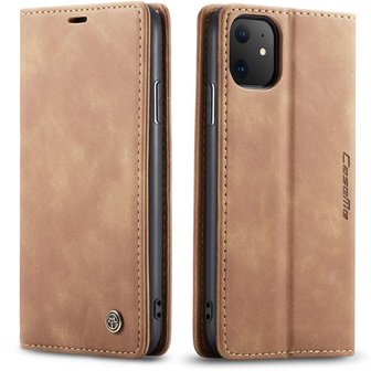 Caseme Slim Retro Wallet kunstleer hoesje voor iPhone 11 - bruin