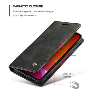 Caseme Slim Retro Wallet kunstleer hoesje voor iPhone 12 Pro Max - zwart