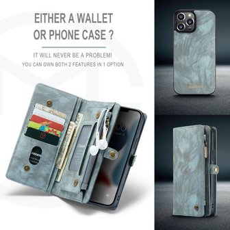 Caseme Retro Wallet splitleder hoesje voor iPhone 13 Pro Max - blauw