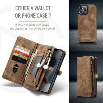 Caseme Retro Wallet splitleder hoesje voor iPhone 13 Pro Max - bruin