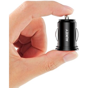 Aukey duolader autoadapter oplader car plug 2 USB-A - Zwart