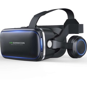 VR SHINECON Virtual Reality Bril met koptelefoon voor 4-6 inch smartphones - Zwart