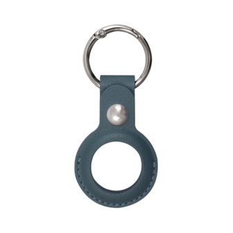 Xqisit Faux Leather Keyring kunstleer hoesje voor Apple AirTag - blauw