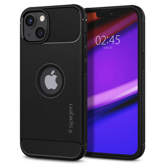 Spigen Rugged Armor TPU met Air Cushion carbonvezels hoesje voor iPhone 13 mini - zwart