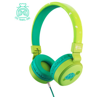 Planet Buddies schildpad koptelefoon kinderen opvouwbaar hoofdtelefoon headphonejack aux - Groen