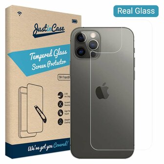 Just in Case Back Cover Tempered Glass voor iPhone 12 en iPhone 12 Pro - gehard glas