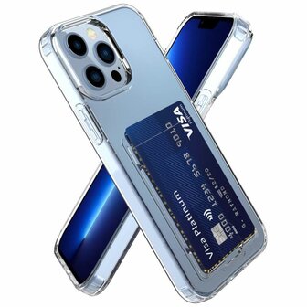 Just in Case Soft TPU Card Holder Case hoesje voor iPhone 13 Pro Max - transparant