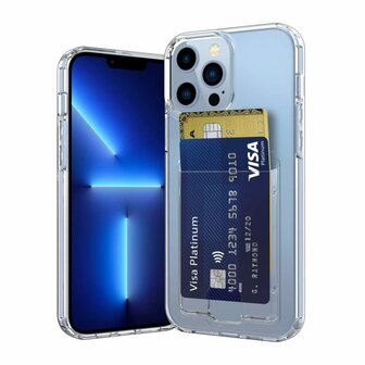 Just in Case Soft TPU Card Holder Case hoesje voor iPhone 13 Pro Max - transparant