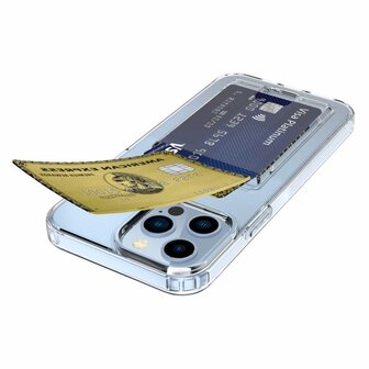 Just in Case Soft TPU Card Holder Case hoesje voor iPhone 13 Pro Max - transparant