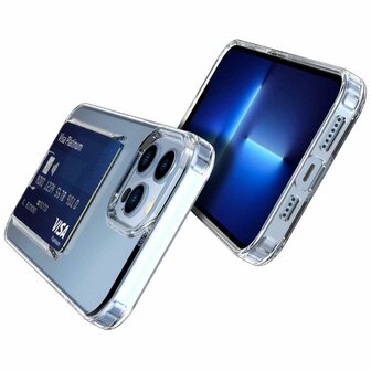 Just in Case Soft TPU Card Holder Case hoesje voor iPhone 13 Pro Max - transparant