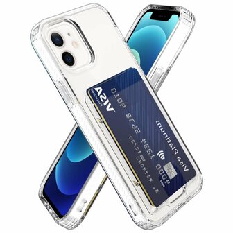 Just in Case Soft TPU Card Holder Case hoesje voor iPhone 12 en iPhone 12 Pro - transparant