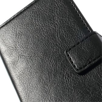 Zwarte lederen Bookcase hoesje en portemonnee iPhone 5 5s SE 2016 Cover leer Wallet