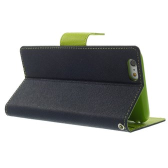 Mercury Goospery blauwe wallet Bookcase iPhone 6 Plus 6s Plus Donkerblauw lederen portemonnee hoesje