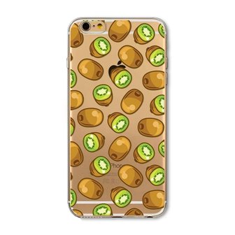 Doorzichtig Kiwi hoesje iPhone 6 Plus en 6s Plus TPU silicone cover fruit transparant groene Kiwi's