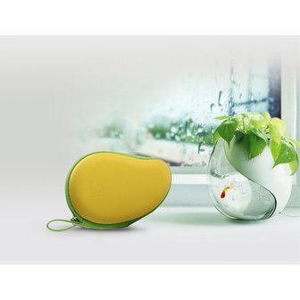 Opbergbox voor oortjes Mango vorm Beschermdoosje oordopjes Geel groen