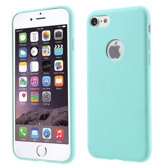 Lichtblauw silicone hoesje iPhone 7 8 lichtblauwe cover Effen Blue case